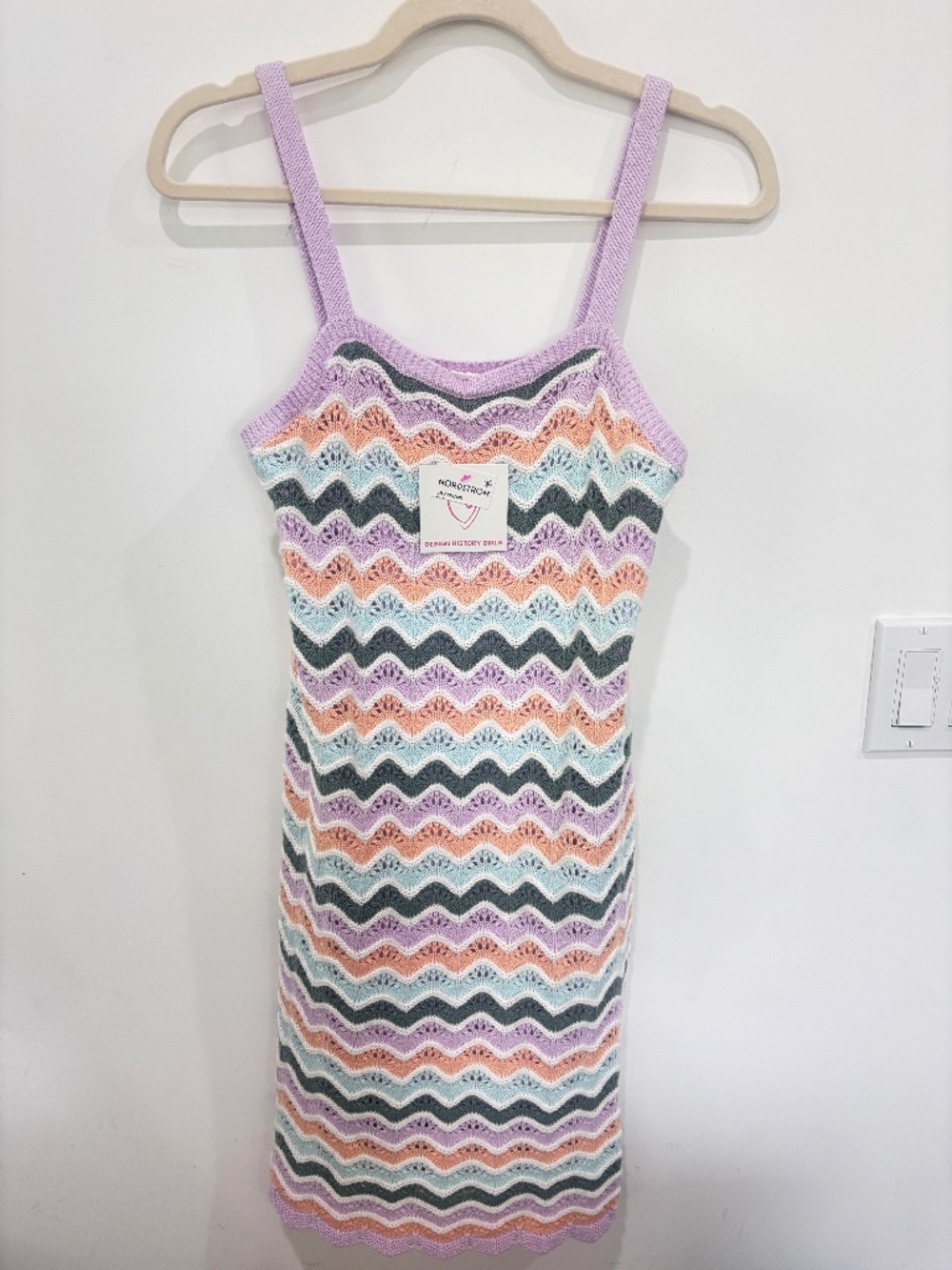 NWT Design History Girls Sweater Dress Large Rainbow Zigzag Stripe Knit